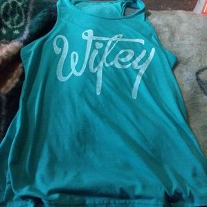 Teal racerback, with wifely spelled out in cursive